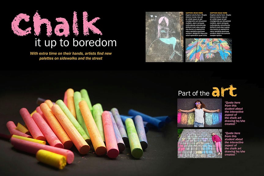 Art sidewalk chalk spread